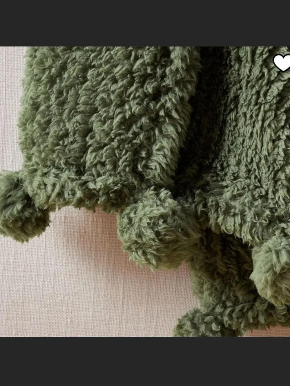 Pottery Barn Cozy Muted Green Pom Pom Sherpa Throw from Pottery Barn